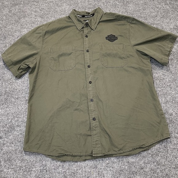 Harley-Davidson Men's Classic Bar & Shield Short‎ Sleeve Army Green Size 2XL - Picture 1 of 6